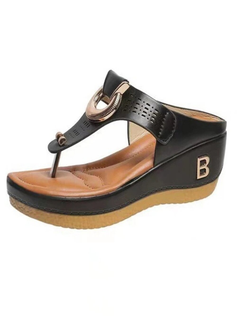 Anti-Slip Women Orthopedic Sandals Casual Beach Comfy Shoes Mid-Wedge Flip Flops - Picture 8 of 16